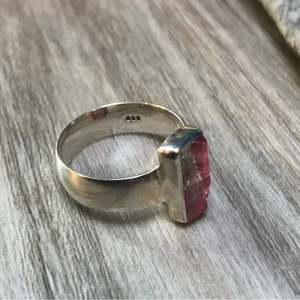Raw Tourmaline Sterling Ring - Picture 7 of 11